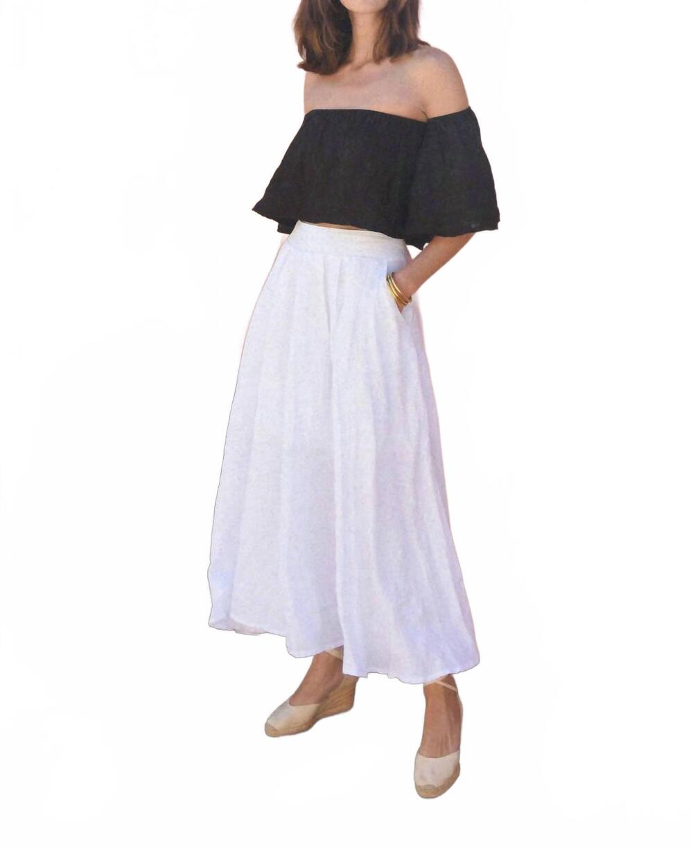 NEW BEACHWOOD THE LABEL alba mid length skirt in blanco